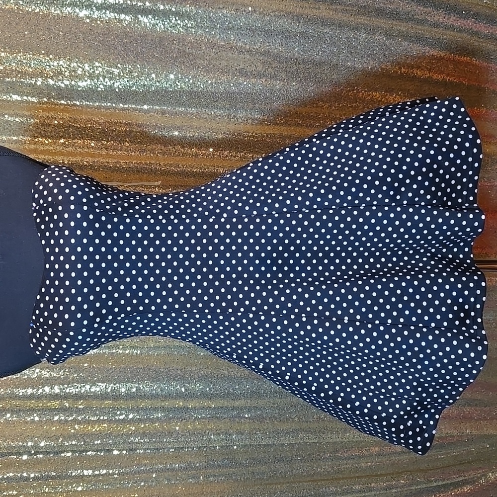 Black With White Polka Dot Strapless Swing Skater Dress
